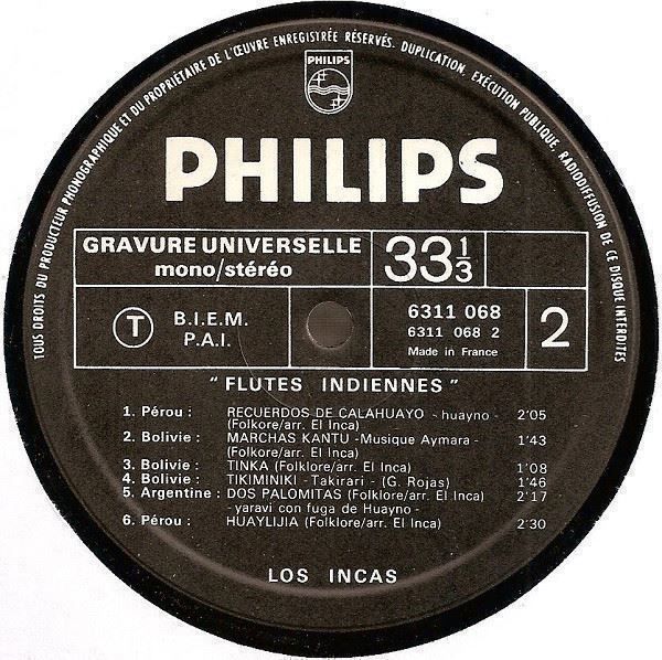Dischi in vinile: Los Incas - Flûtes Indiennes Vinyle LP – Usato da Genève venduto da Cockattoo 2