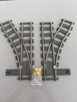 Lego Eisenbahnweichen 2 Stück 9v Schienen grau guter Zusta