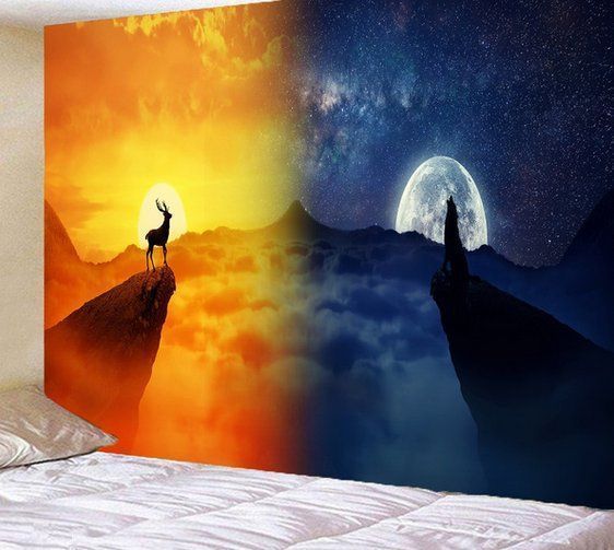 Foto & Immagini: Wandbehang Wolf und Hirsch 95cm x 73cm – Nuovo e nell'imballaggio originale da Walenstadt venduto da emynmuil1