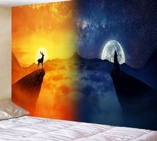 Wandbehang Wolf und Hirsch 95cm x 73cm