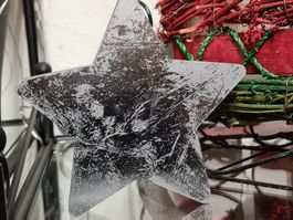 Silbriger Holz Deko Weihnachtsstern 16cm