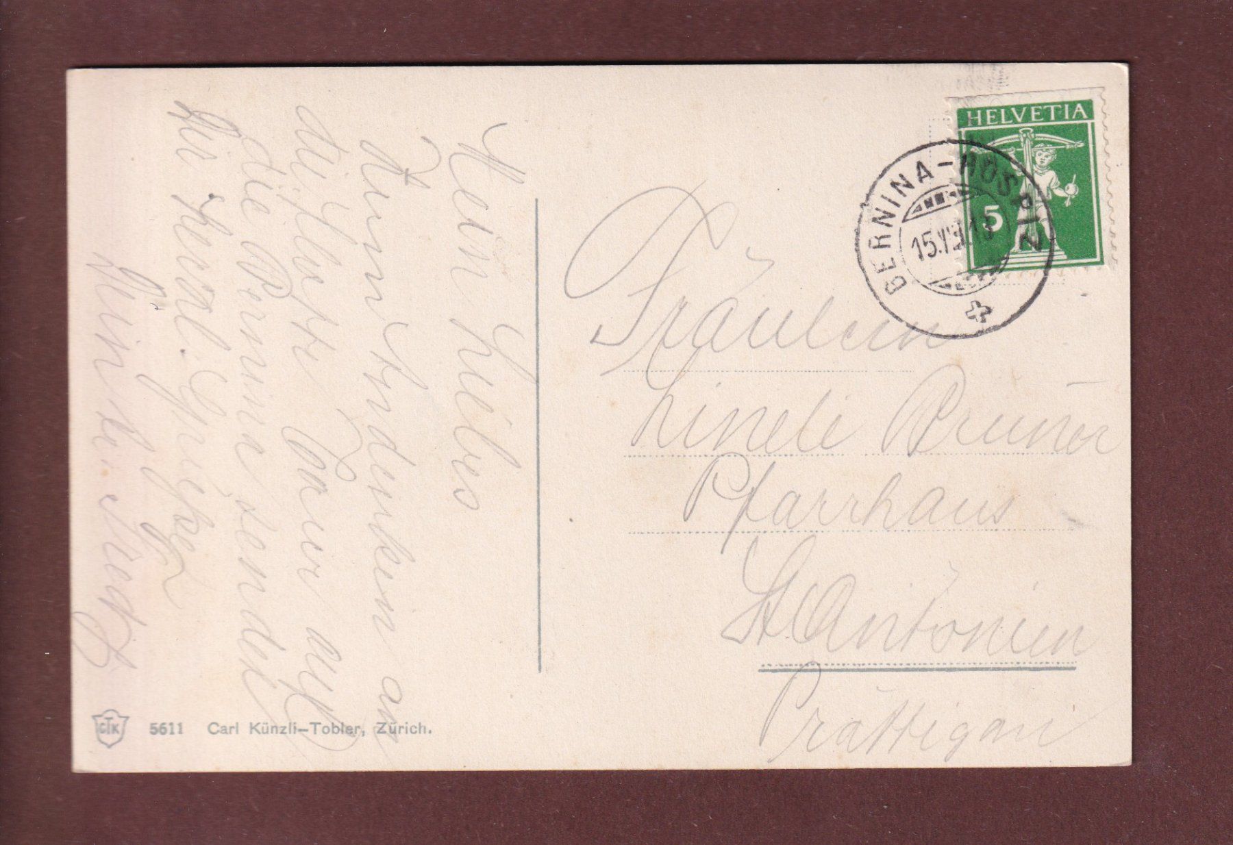 Cartoline postali: BERNINA-HOSPIZ - 1913 – Usato da Pully venduto da nicecards 1