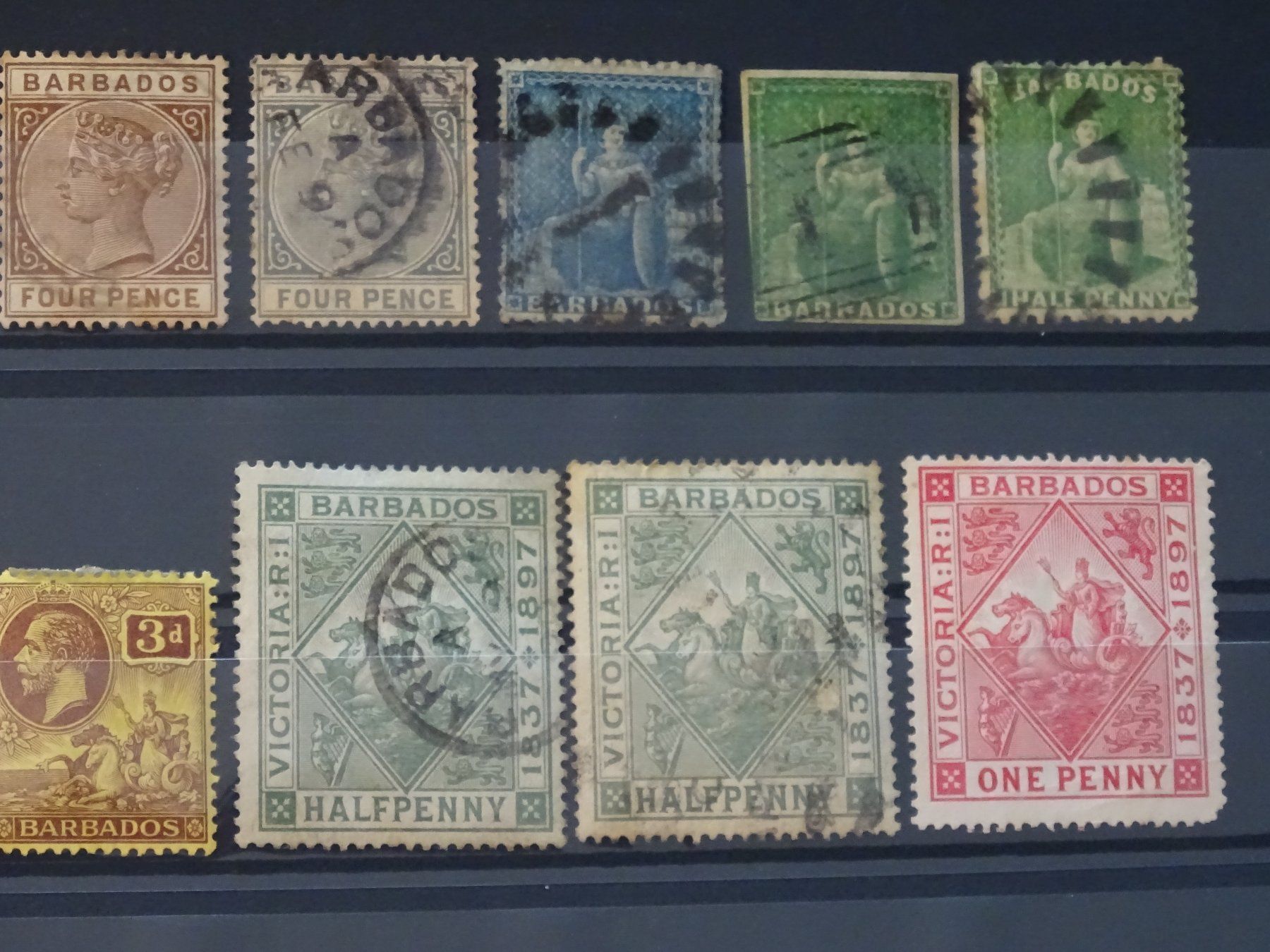Tutti i francobolli: BARBADOS uralte gest. Briefmarken ab der Kat-Nr. 1 – Usato da Schliern b. Köniz venduto da Djbubu 3
