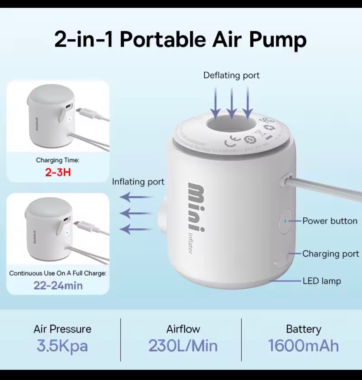 Pompes et pièces: Baseus Mini-Luftpumpe – Neuf avec emballage d'origine à Biel/Bienne par wengh 1