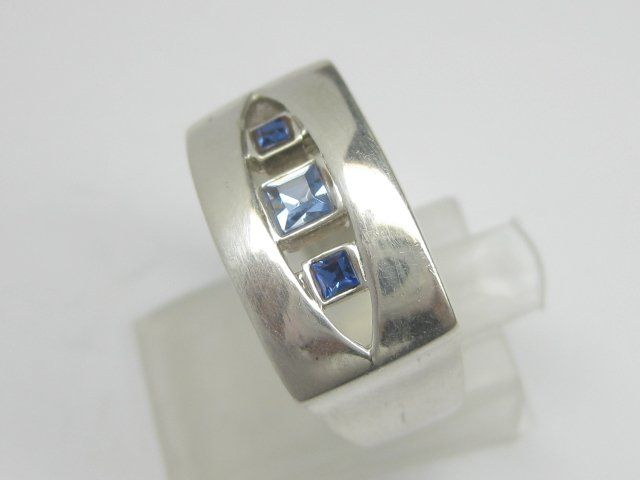 Ringe: Ring massiv Silber 925  Schmucksteine blau / Gr. 58 – Gebraucht aus Ermatingen von Decovin 4