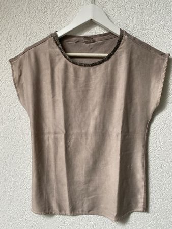 Taifun Shirt mit Paiettenbesatz & Stickerei, ca. Gr S, 