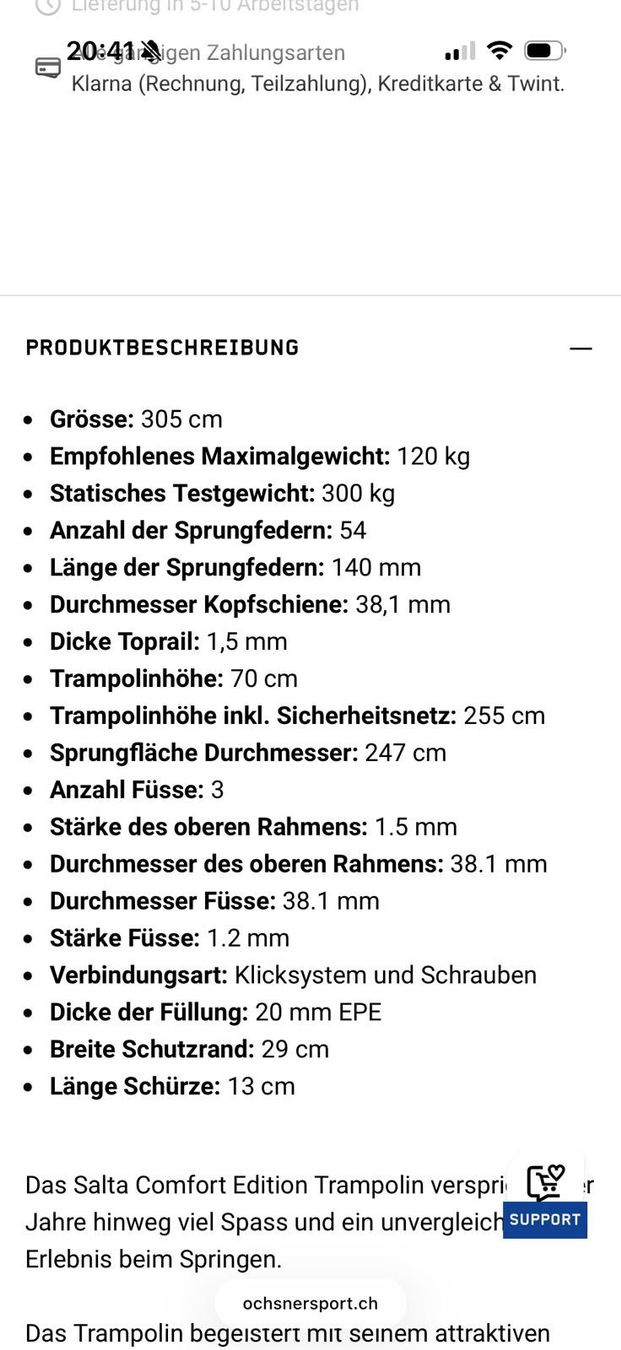 Salta Trampolines: Trampolin Salta 305cm – D'occasion à Thun par ben2017 4