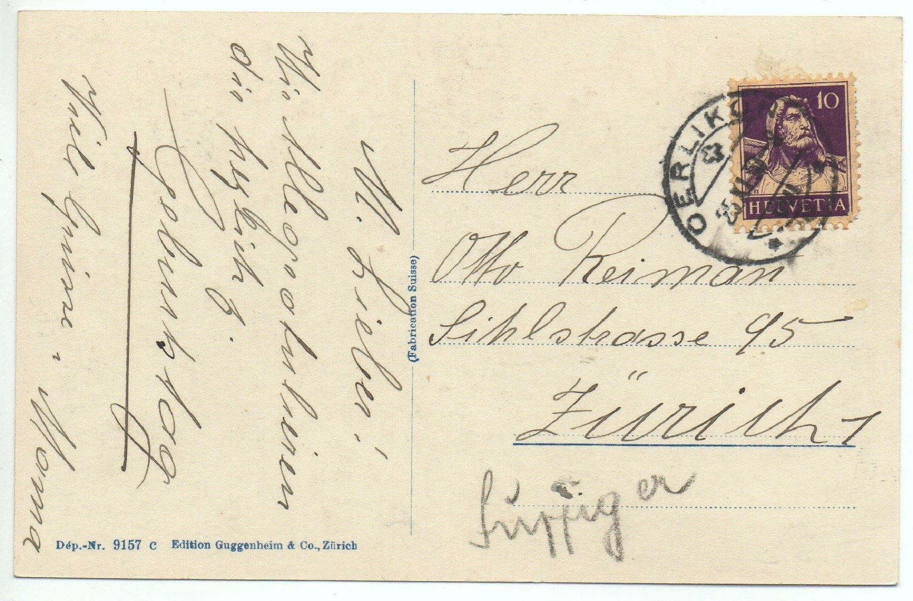 Cartoline postali: OERLIKON – Usato da Jona venduto da philajona 1