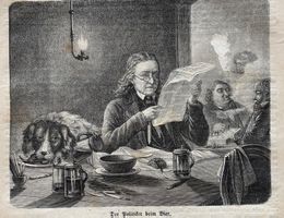 Holzstich 1870 - Politiker beim Bier, Beruf