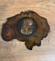 Holz Relief Wandbild, Antike Wanddeko, Durchmesser 17cm