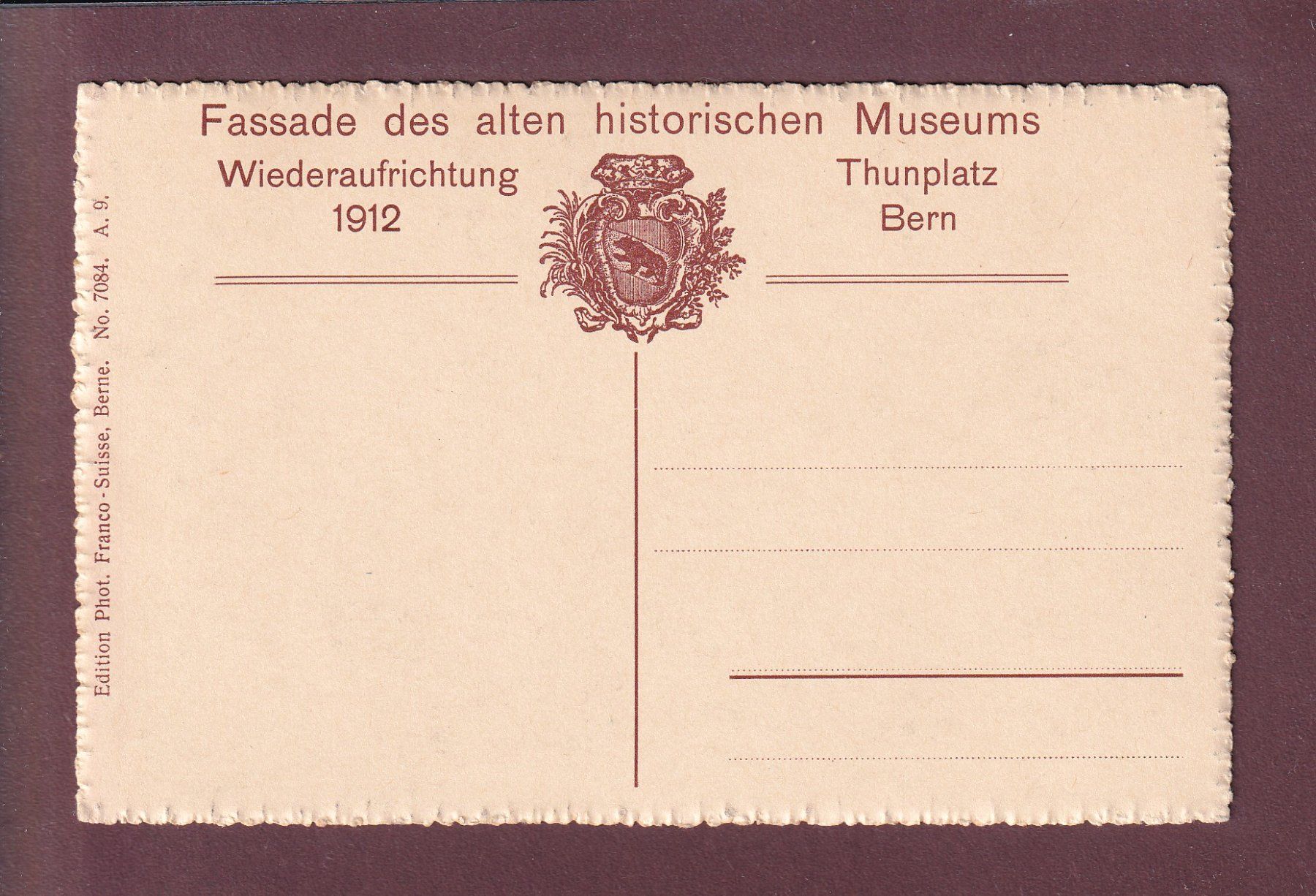 Cartoline postali: BERN - Thunplatz - Museum Fassade – Usato da Pully venduto da nicecards 1