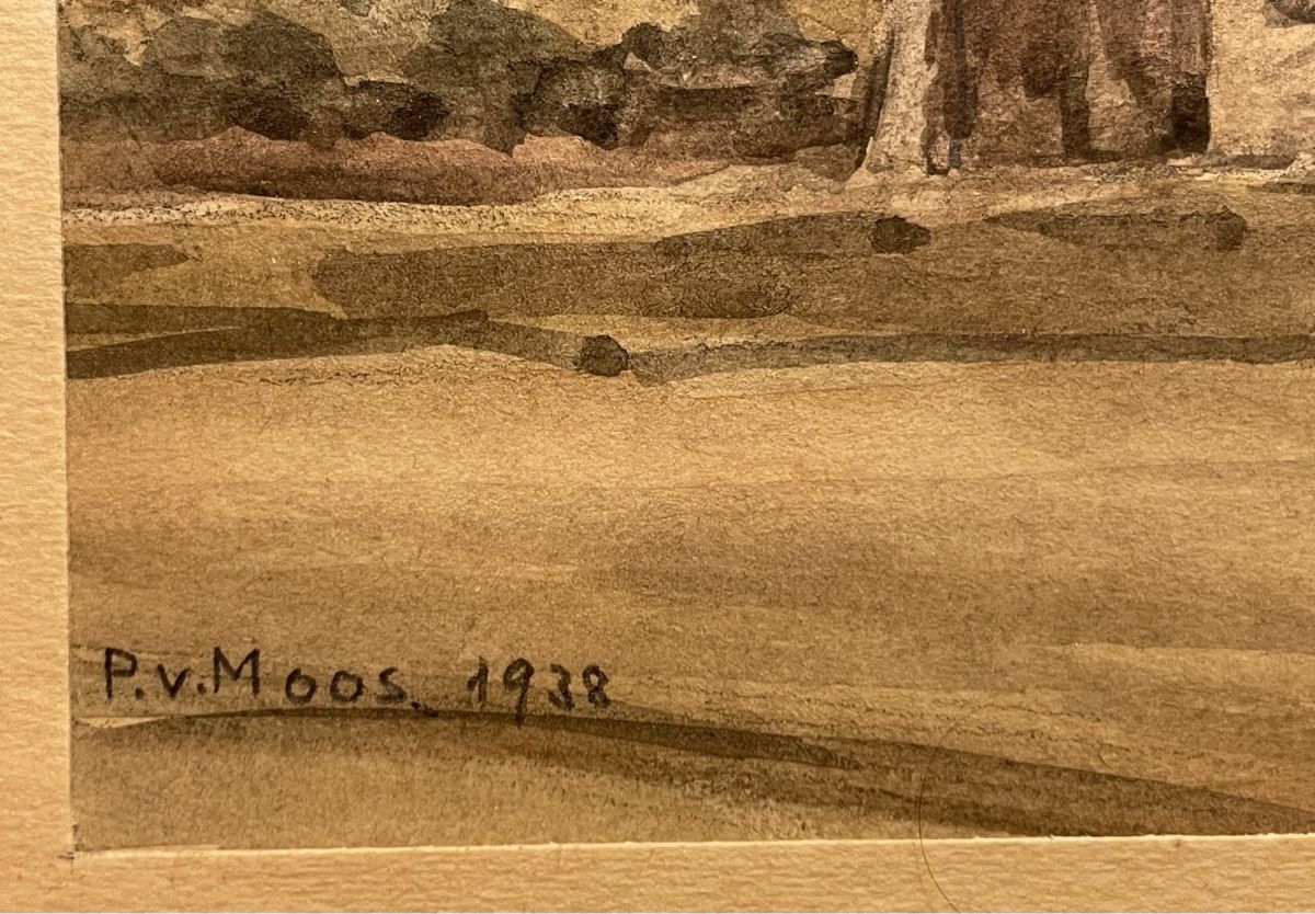 Gemälde: P. Von Moos Aquarell 1938 – Gebraucht aus Biel/Bienne von Galaq 1