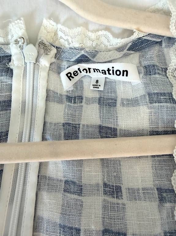Kleider: Reformation Hellblau / Weiss Leinen Damen Kleid – Gebraucht aus Oberwil-Lieli von hbailer 4