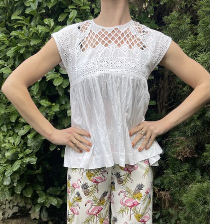 Top bianco cotone ricamato Zara - Estivo Taglia M/L