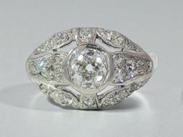Antik Art-Déco Diamantring E (sehr weiss) Platin 1920 Jahre