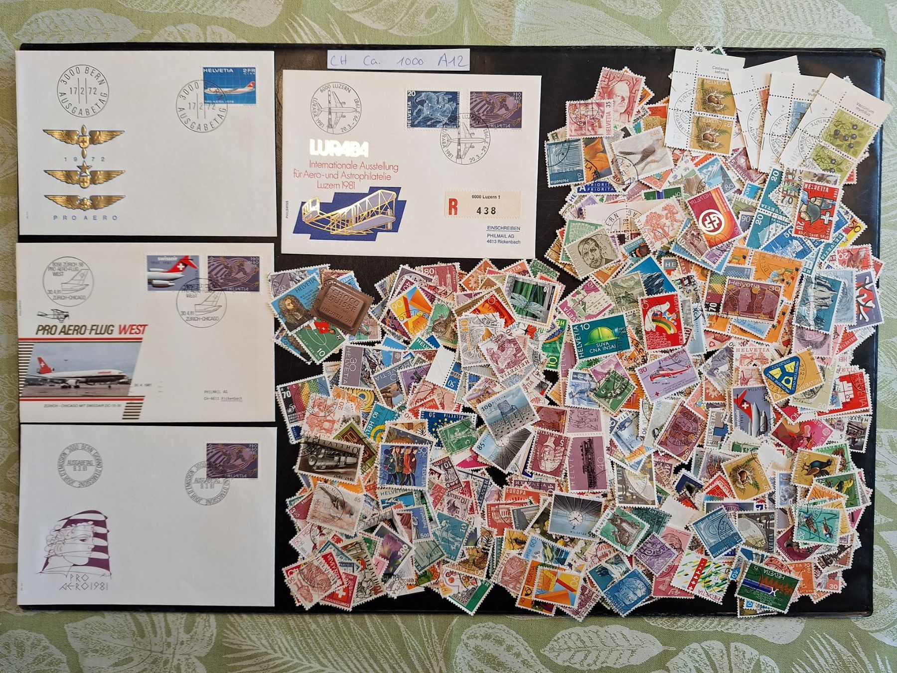 Tutti i francobolli: CH- ca. 1000 und 4 Briefe dazu (A12) – Usato da Genolier venduto da Antoine30