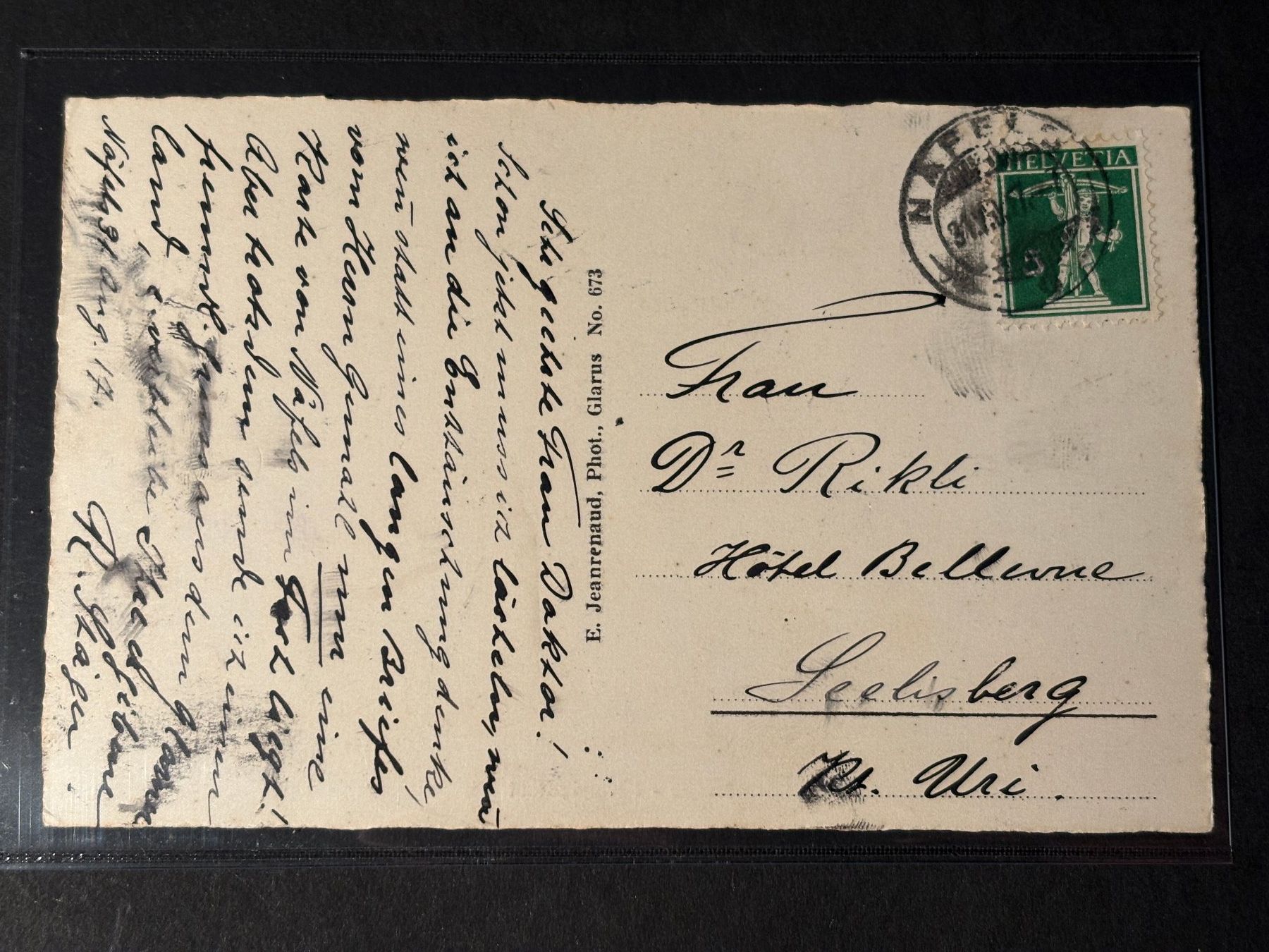 Cartoline postali: AK 1917 von Näfels - Freulerpalast – Usato da Basel venduto da Chloro 1