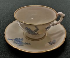 Tasse Untertasse Porzellan Langenthal 1952 weiss blau Gold