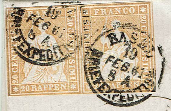 Alle Briefmarken: STRUBEL >426> 40RP(PAAR 25G)>LYON RUND/PD/AED – Gebraucht aus Rüschlikon von Sualk1 1