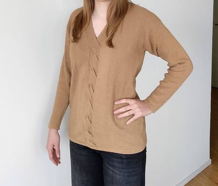 Camel farbener Wollpullover, Gr. S