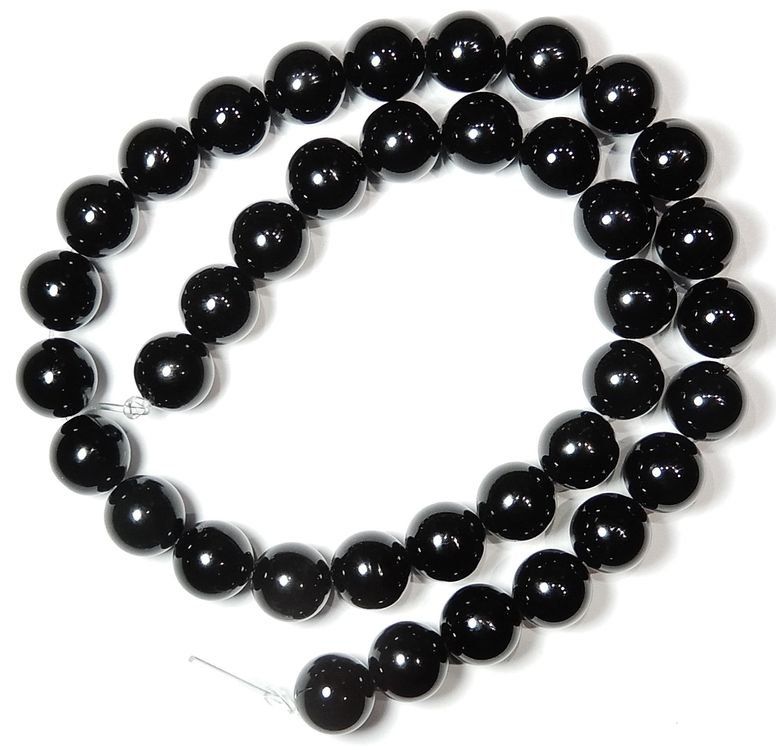 Ketten: 1 Strang echte schwarze Obsidian Perlen 10 mm – Neu (gemäss Beschreibung) aus Müllheim Dorf von GUENI01