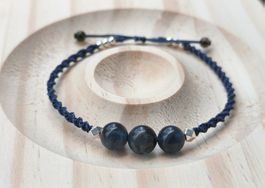 Bracelet fait main en aigue-marine avec inclusions 