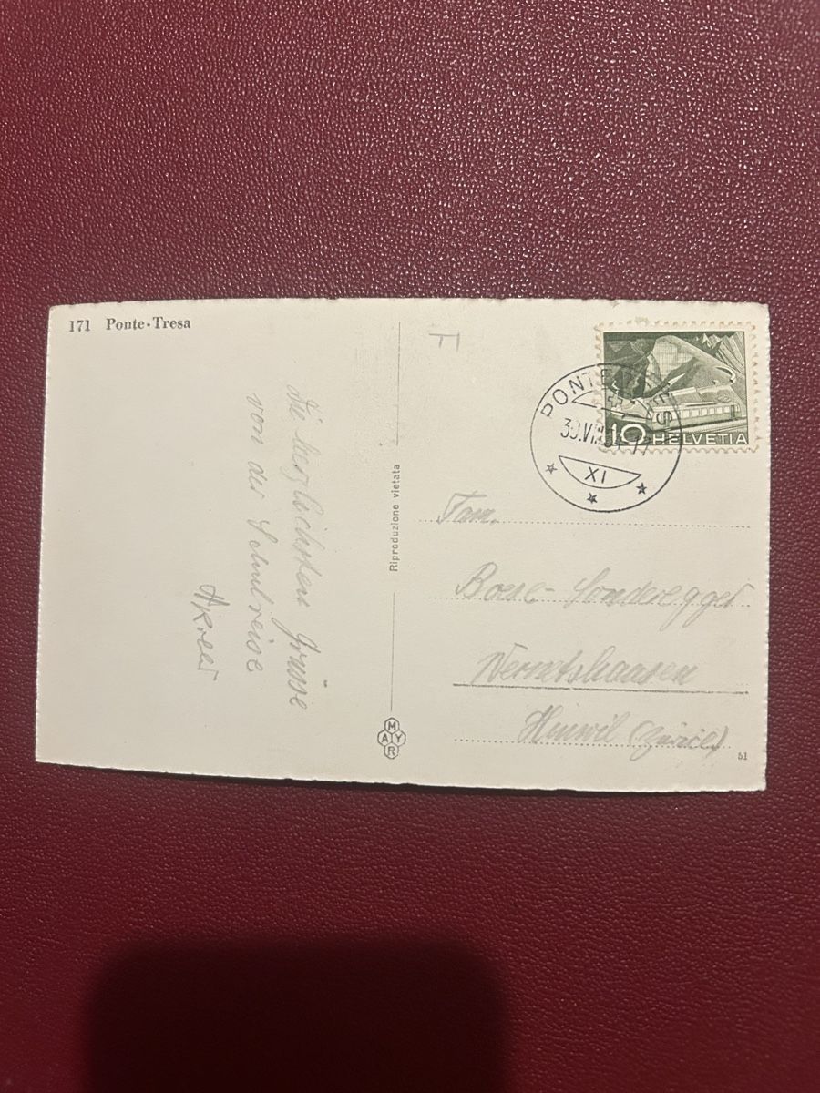 Ansichtskarten: Ponte Tresa 1954 – Gebraucht aus Breganzona von Milesbo 1