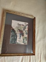 Antikes Gemälde mit Schloss, gerahmt, zu verkaufen!