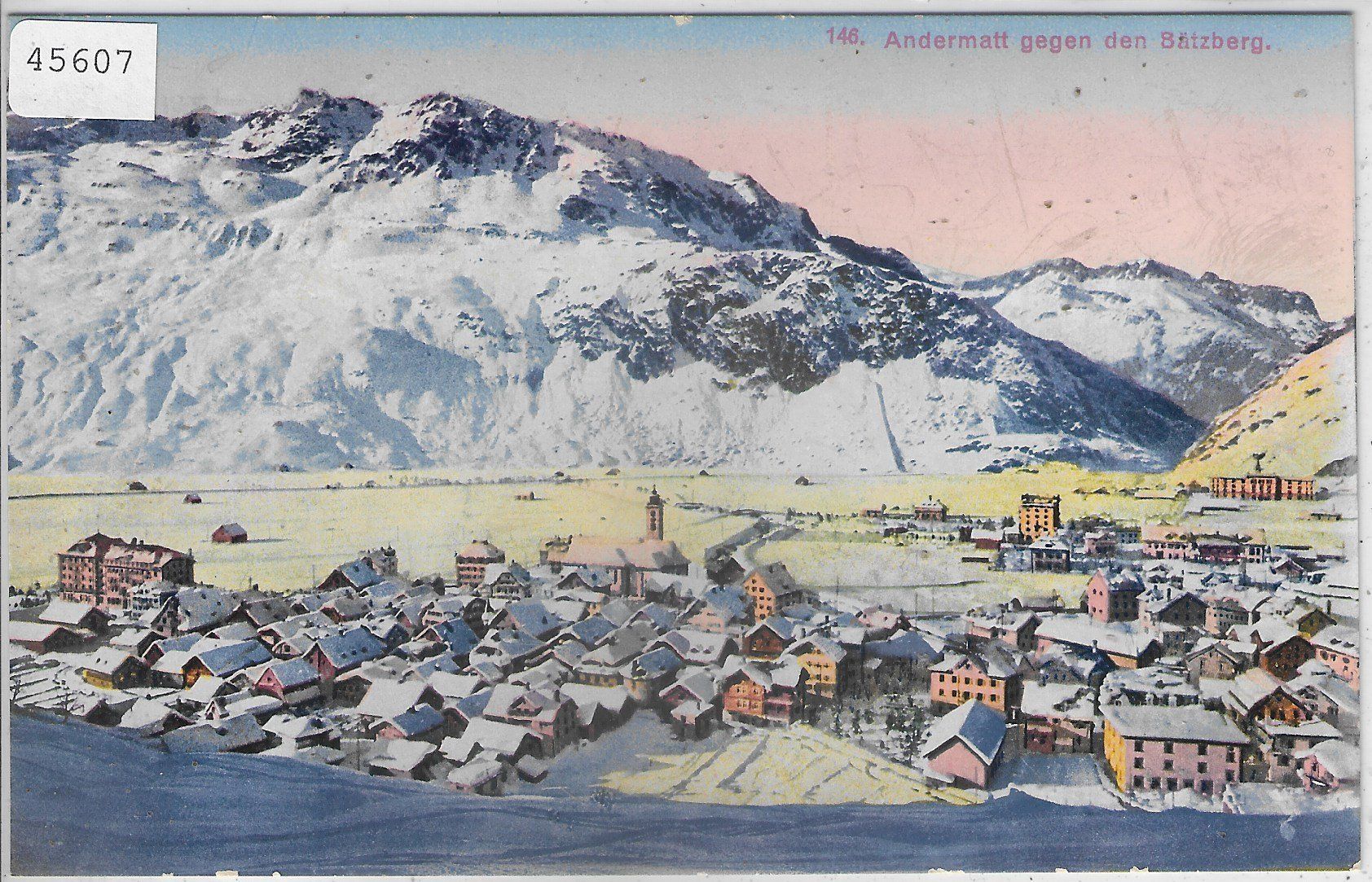 Cartoline postali: Andermatt gegen den Bätzberg im Winter – Usato da Ettingen venduto da Kartenplanet
