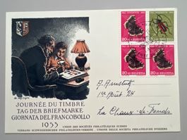 1953 Tag der Briefmarke Karte 4er B. J150+151 aus Kehrd.Bog.