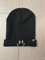Schwarze Mütze Beanie mit Smile $$$ Print Einheitsgrösse