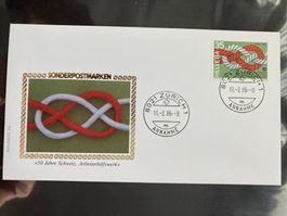 CH 1986 FDC 50 J. Arbeiterhilfswerk Ortsstempel Zürich