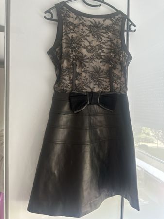 Valentino Kleid Leder Spitze Schleife Schwarz Grösse 6