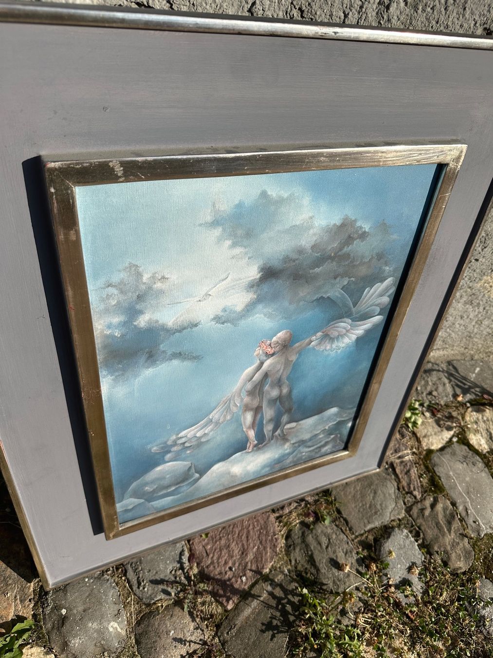 Gemälde: schönes Gemälde mit 2 Engeln Möve Wolken – Gebraucht aus Zürich von atlantis77 4