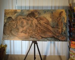 HANS ERNI: Frau mit Kind; aufgezogen auf Holz; Nr. 23/66