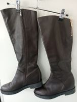 Teemix Damenstiefel Echtleder Gr. 38 Braun Goldener Reißvers
