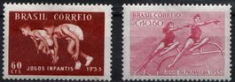 Timbres Brésil 1955 Jeux Enfants Printemps neufs