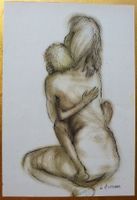 Bild Gemälde Aquarell: Mutter & Kind, L. Herrmann, 1980-1990