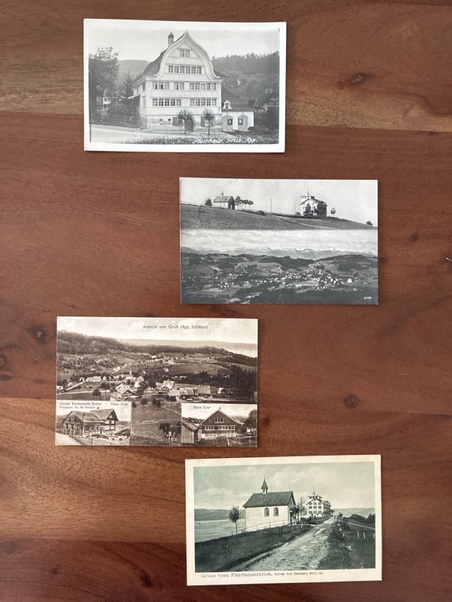 Cartoline postali: 4 Ansichtskarten Schweiz von Grub AP – Usato da Oftringen venduto da Cla.vD.74