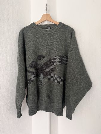 Vintage Eagle Crewneck Sweater - Green XL - Cozy Fall Style!