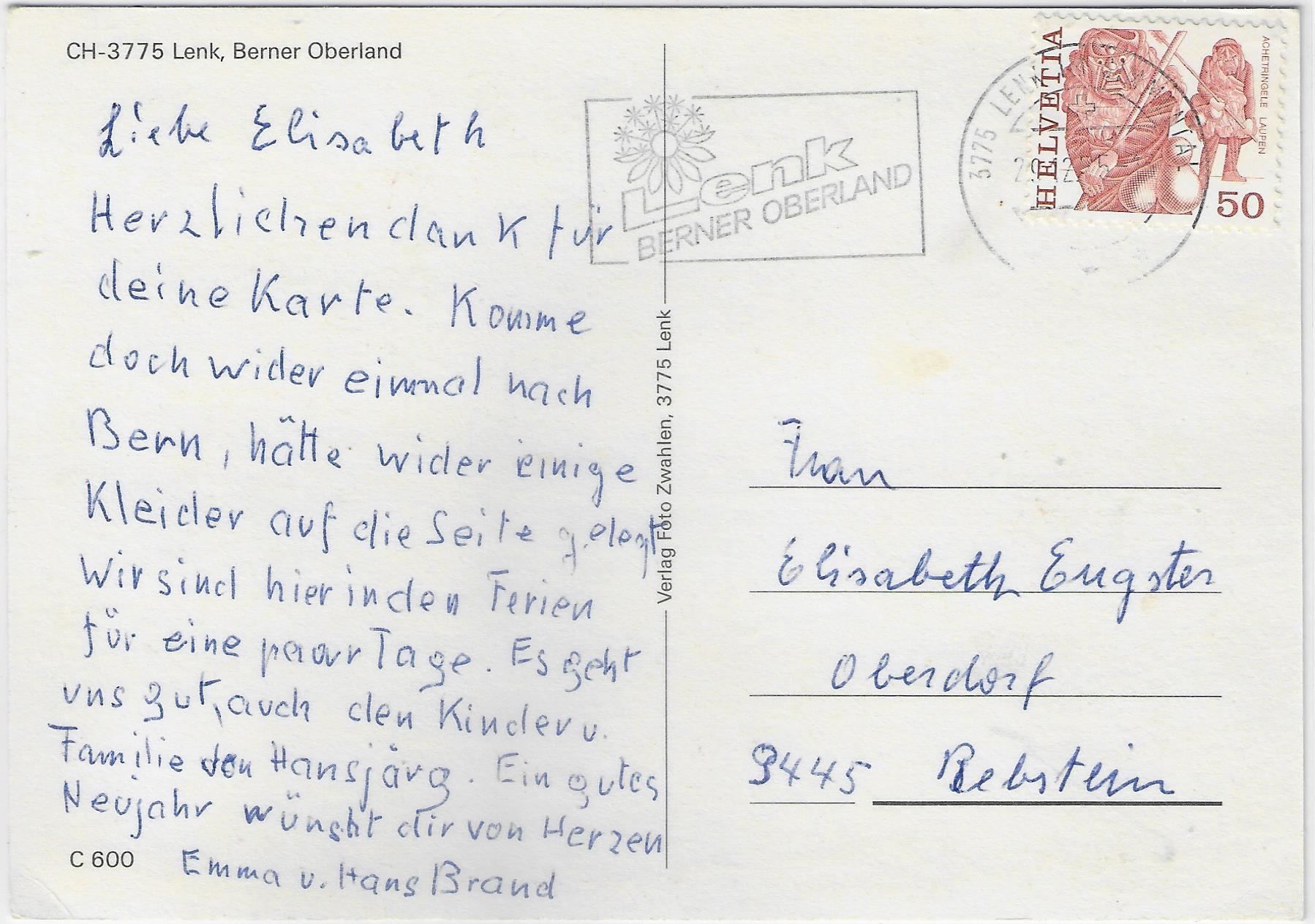 Ansichtskarten: Lenk - Bahnhof mit Bahn – Antik aus Ettingen von Kartenplanet 1