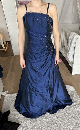 Elegantes Abendkleid Gr. 38 Dunkelblau Glitzer