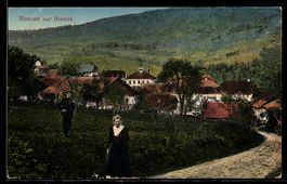 AK Romont sur Bienne, Village, maisons et chemin avec person