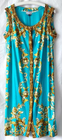 Ärmelloses türkisfarbenes Vintage-Freizeitkleid von Botto