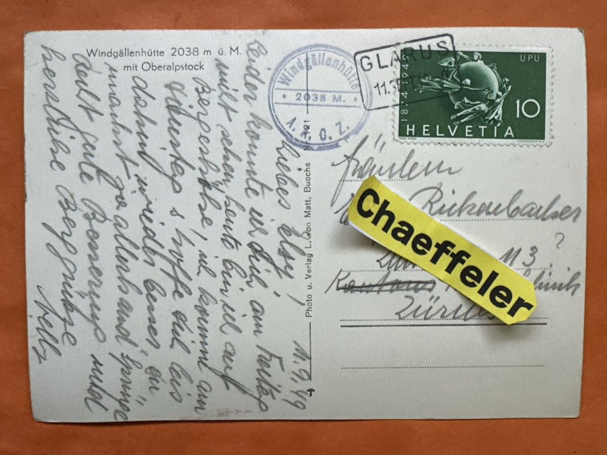 Cartes postales: Originale alte Ansichtskarte Windgällenhütte um 1949  – D'occasion à Zürich par Chaeffeler 1