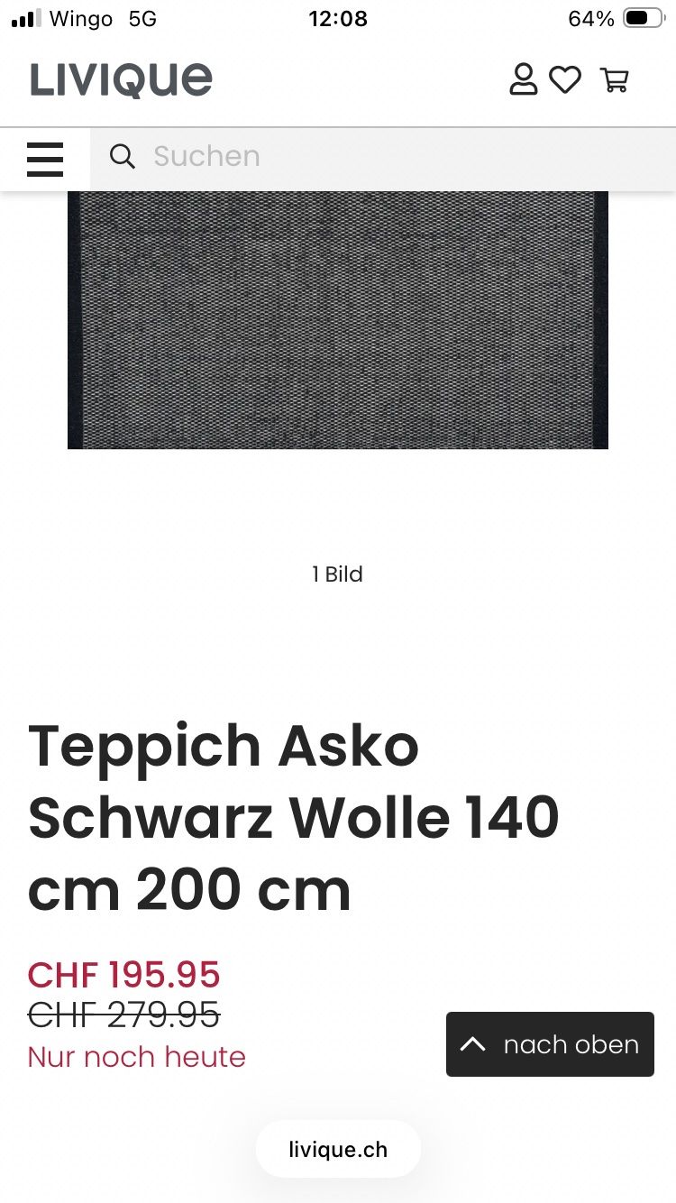Livique Tapis: Teppich Asko Schwarz Wolle 140x200 cm – D'occasion à Stäfa par ummroxana 1