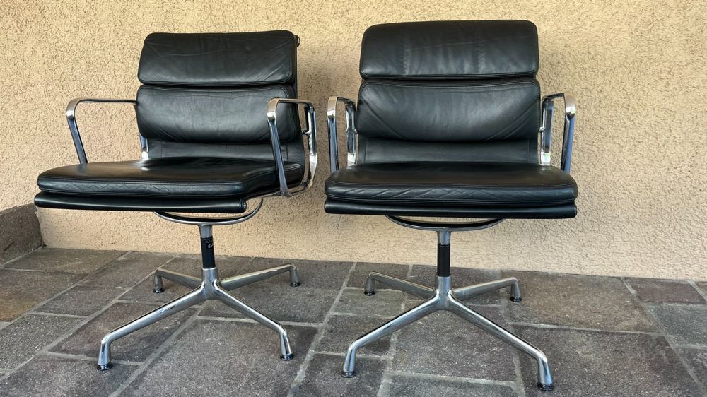 2 Vintage Vitra/Herman Miller Eames Soft Pad Leder schwarz 1