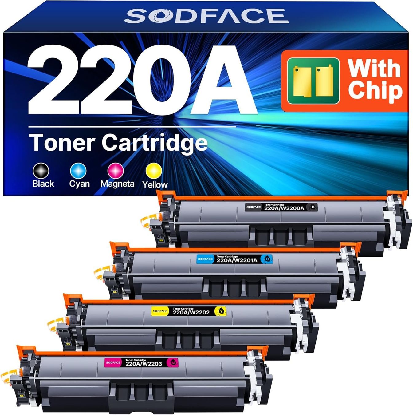 Hewlett Packard Cartucce per stampanti & toner: HP 220A Toner Set kompatibel CMYK mit Chip – Nuovo e nell'imballaggio originale da Suhr venduto da SchnapperCH