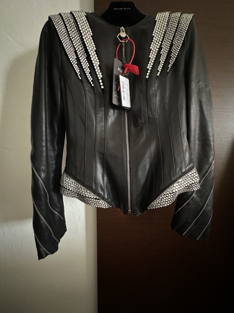 Philipp Plein Giacche: Philipp Plein Lederjacke Crystal Gr. M mit Strass – Nuovo e nell'imballaggio originale da Jonen venduto da dibbern 1