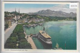 Luzern - Schweizerhofquai mit Rigi und Dampfer